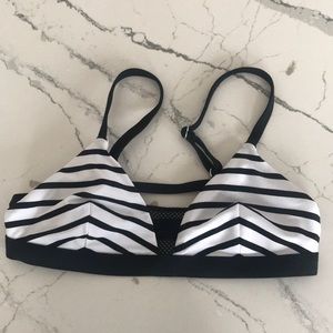 Black and White Striped Bikini Top